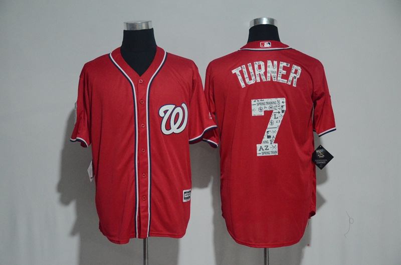 2017 MLB Washington Nationals #7 Turner Red Fashion Edition Jerseys